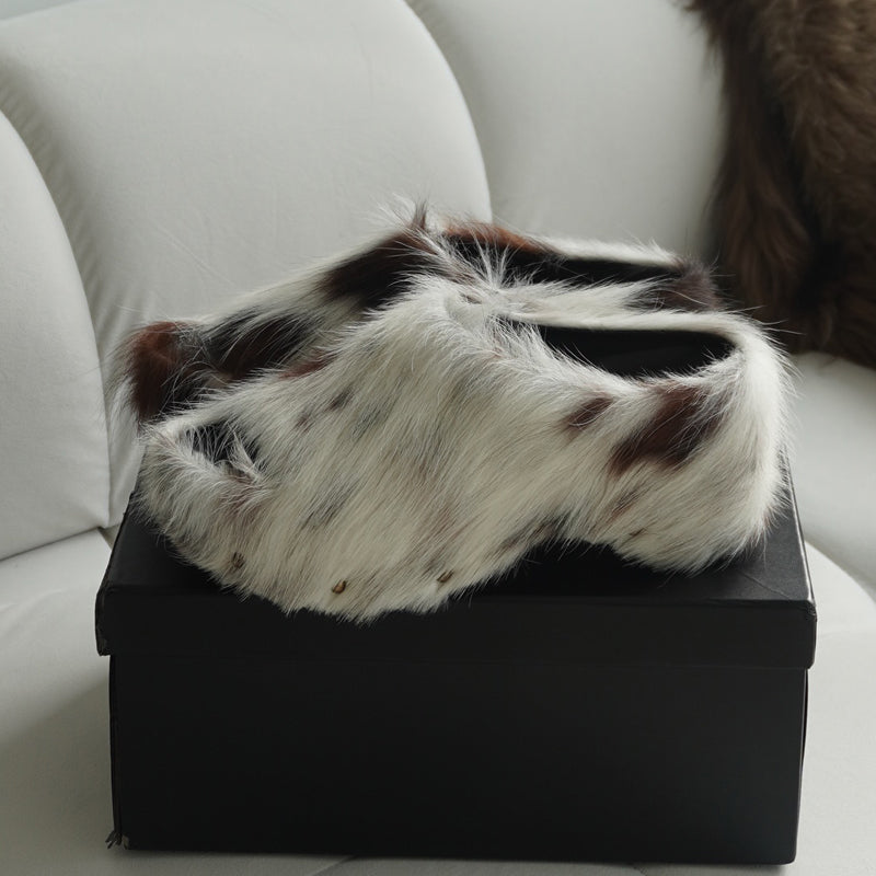 Long-Hair Chunky Slip on Shoes