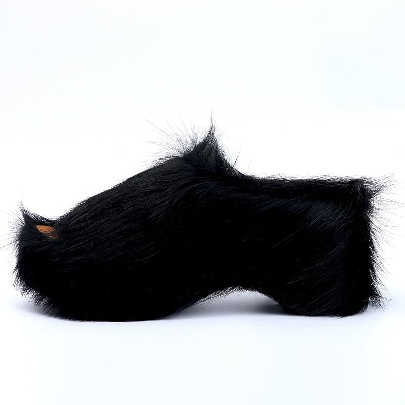 Long-Hair Chunky Slip on Shoes