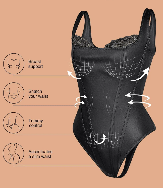 Faux Leather Shapewear Bodysuit