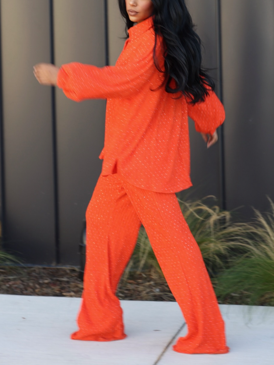 Lightweight Dape Inlay Glitter Silk Pants Set